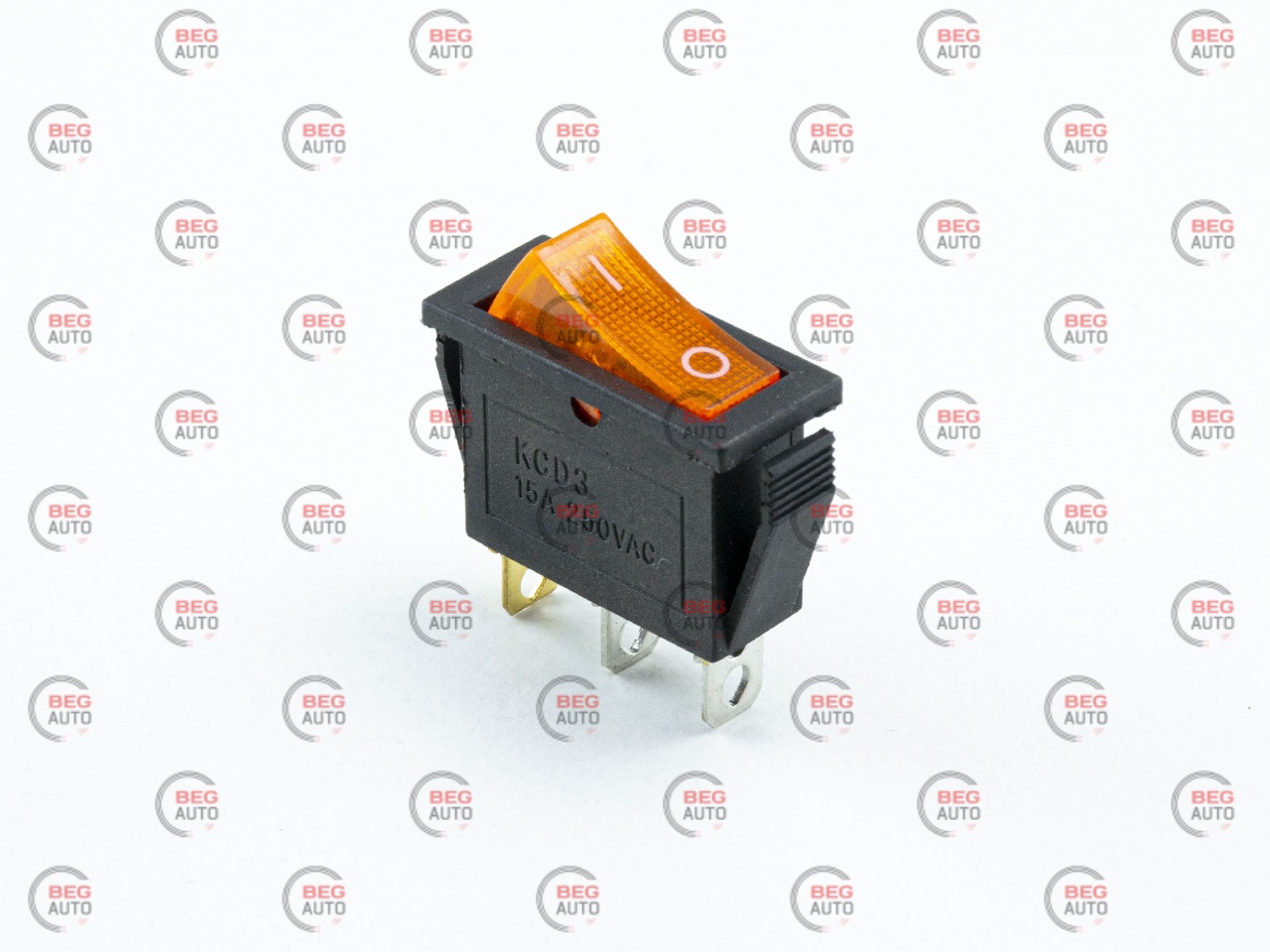 тумблер-кнопка (30х13мм) 2пол. 3конт. жовта 220V