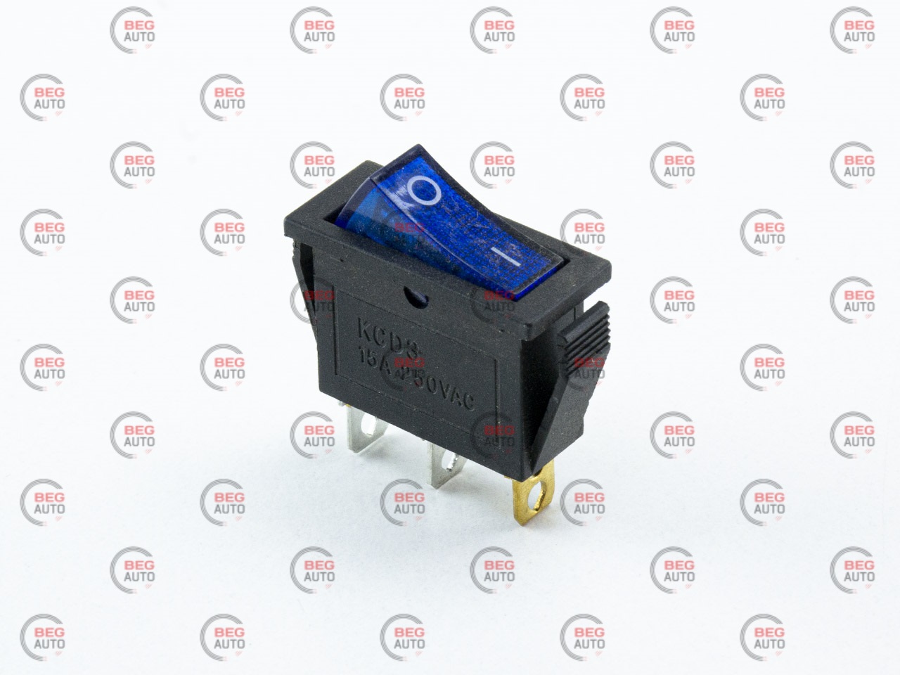 тумблер-кнопка (30х13мм) 2пол. 3конт. синя 220V