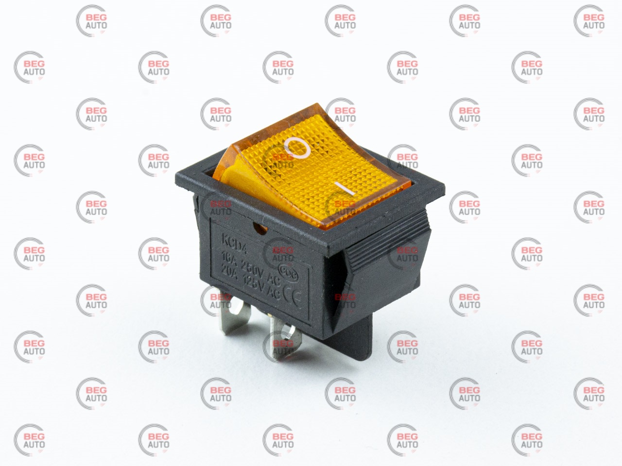 тумблер-кнопка (30х25мм) 2пол. 4конт. жовта 220V