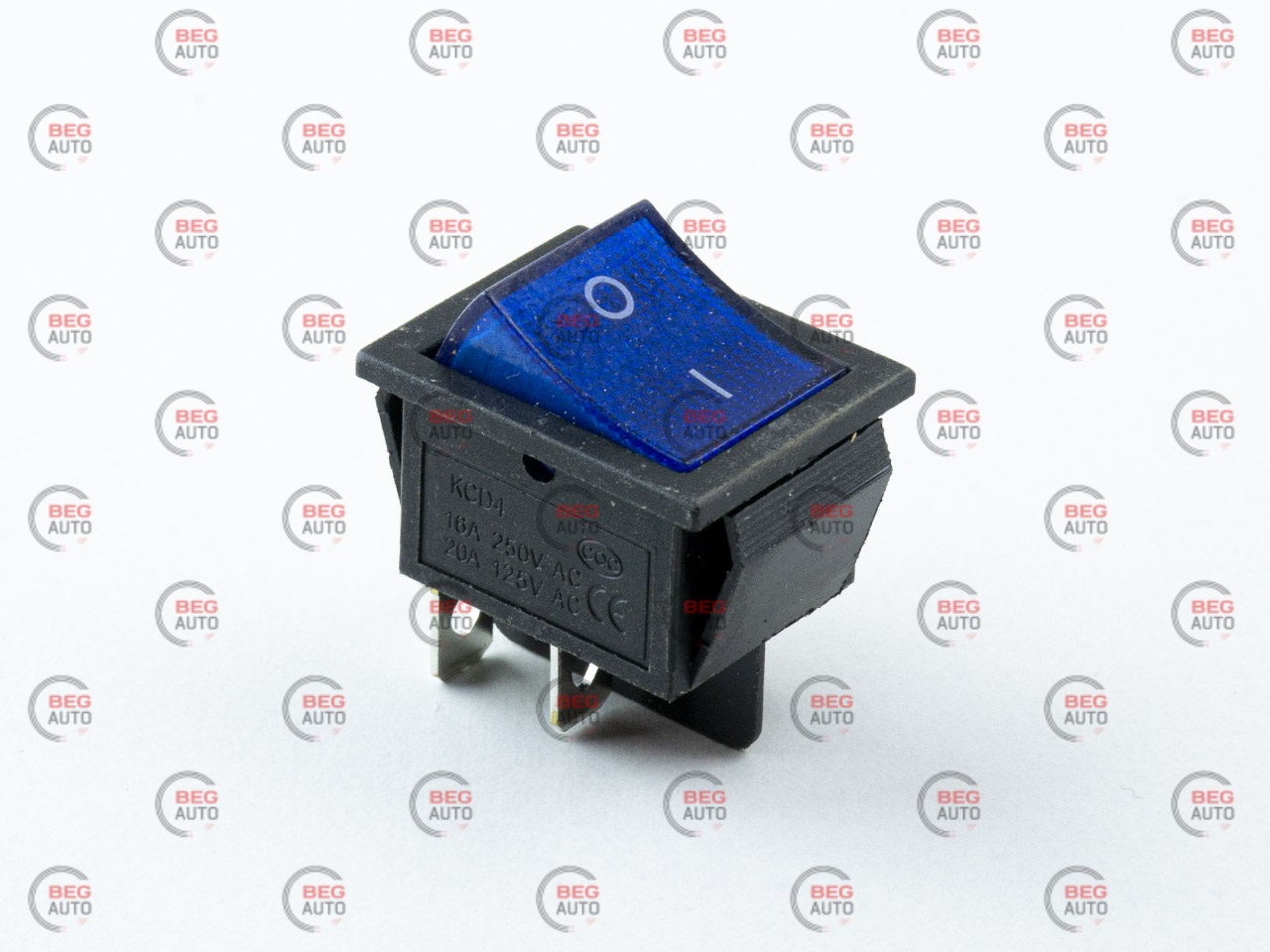 тумблер-кнопка (30х25мм) 2пол. 4конт. синя 220V