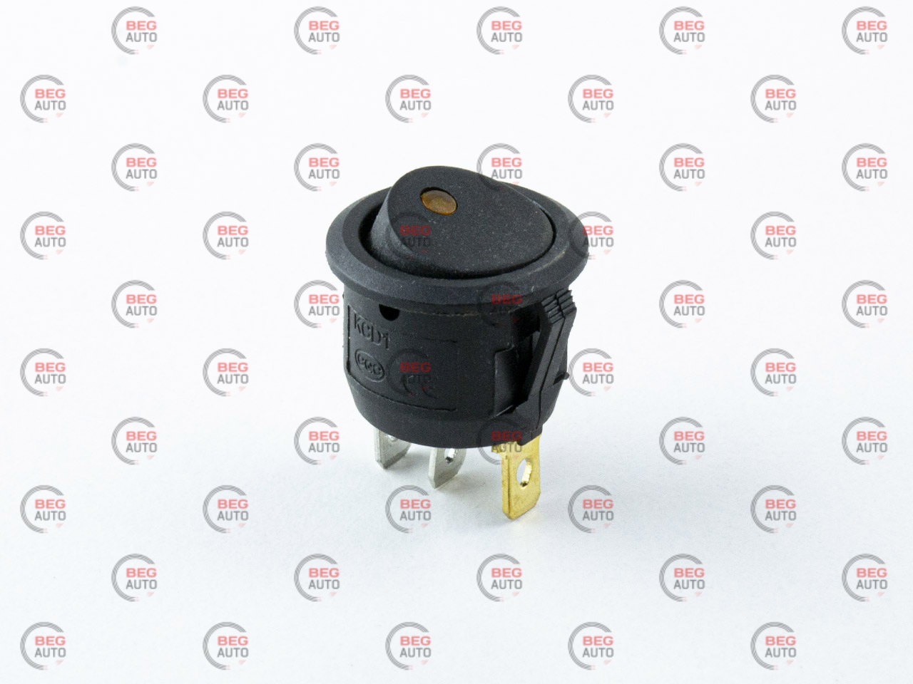 тумблер-кнопка кругла 2пол. 3конт. з вічком жотим 220V