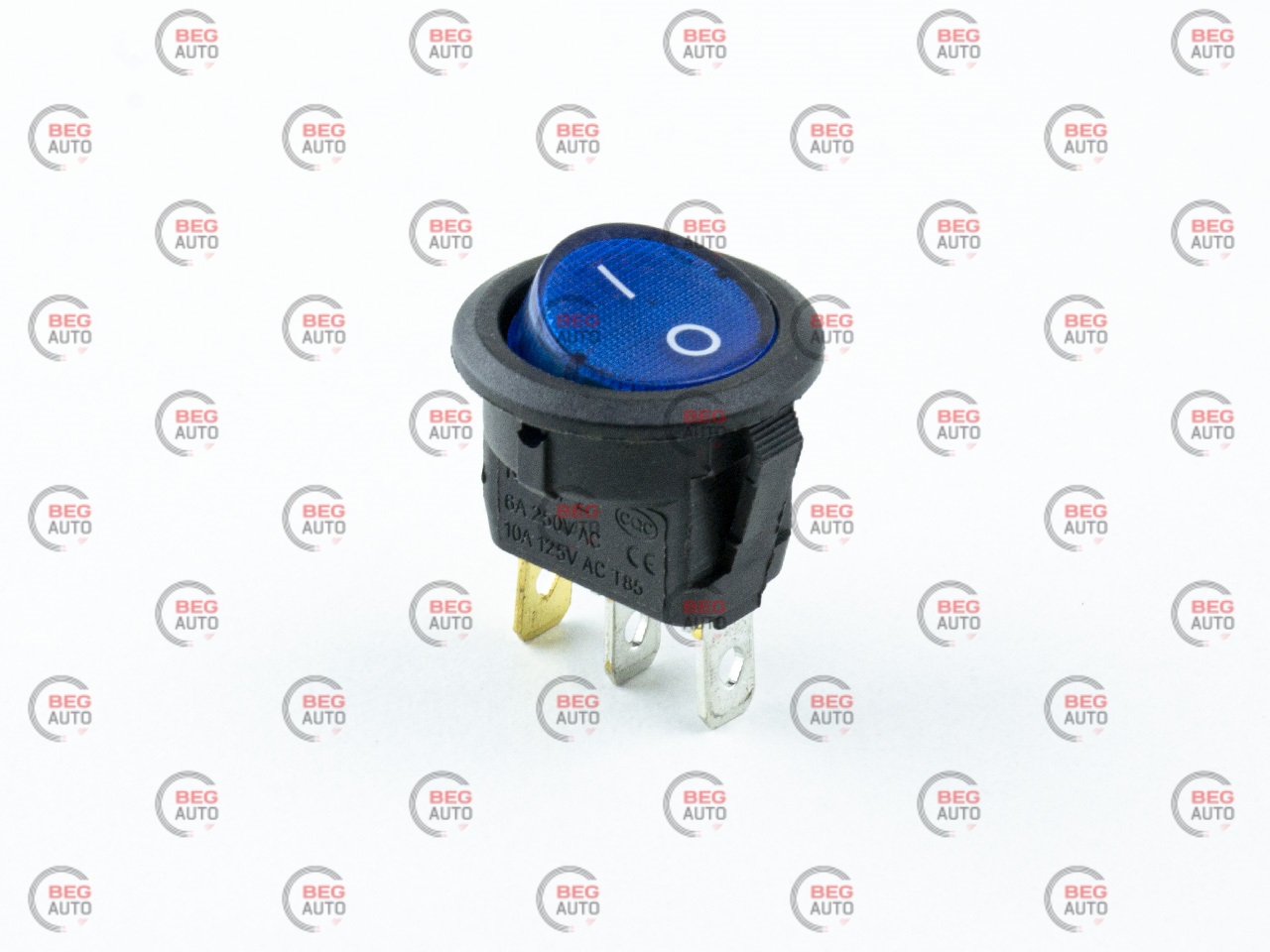 тумблер-кнопка кругла 2пол. 3конт. синя 220V