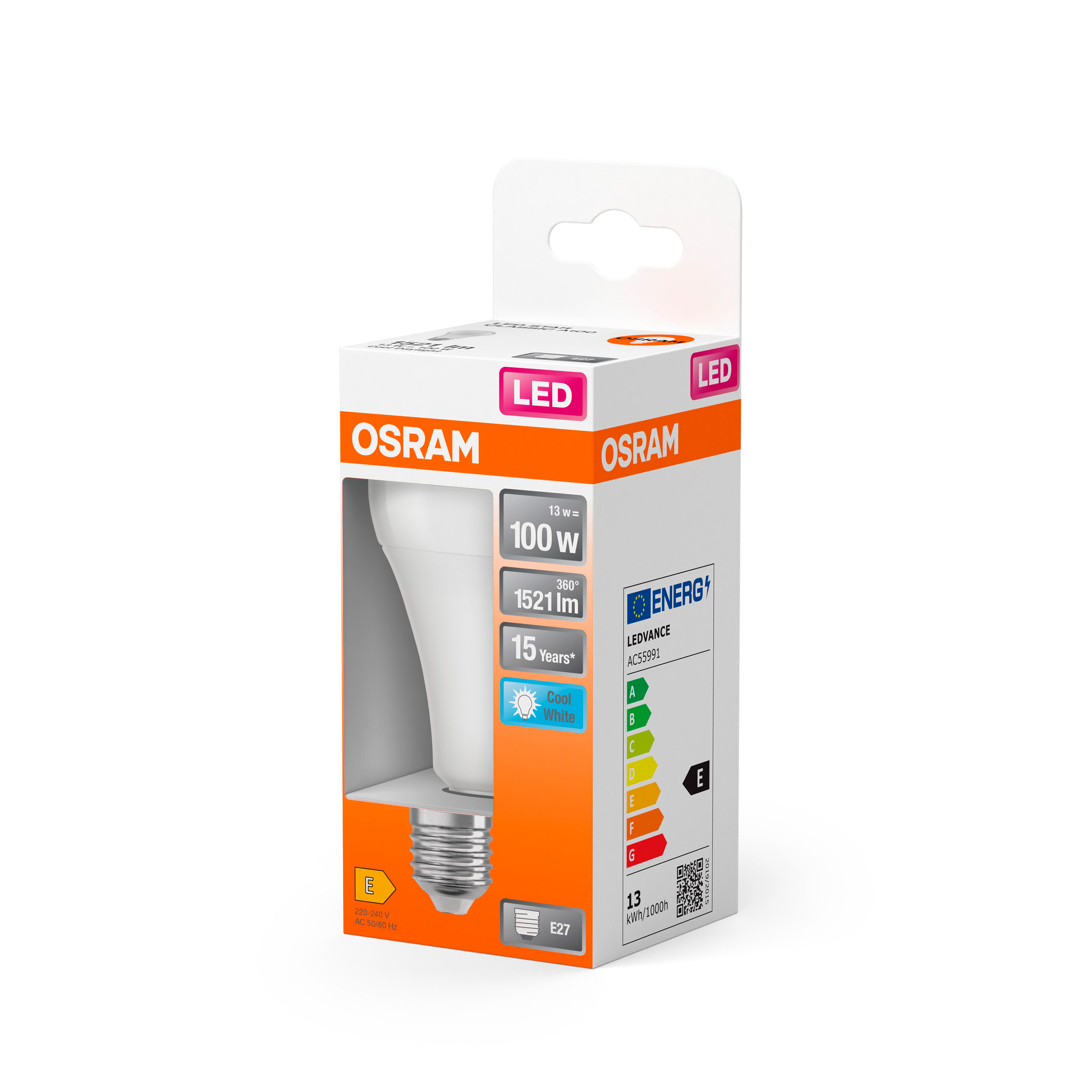 LED лампа побутова OSRAM 13Вт 1521лм 4000K білий