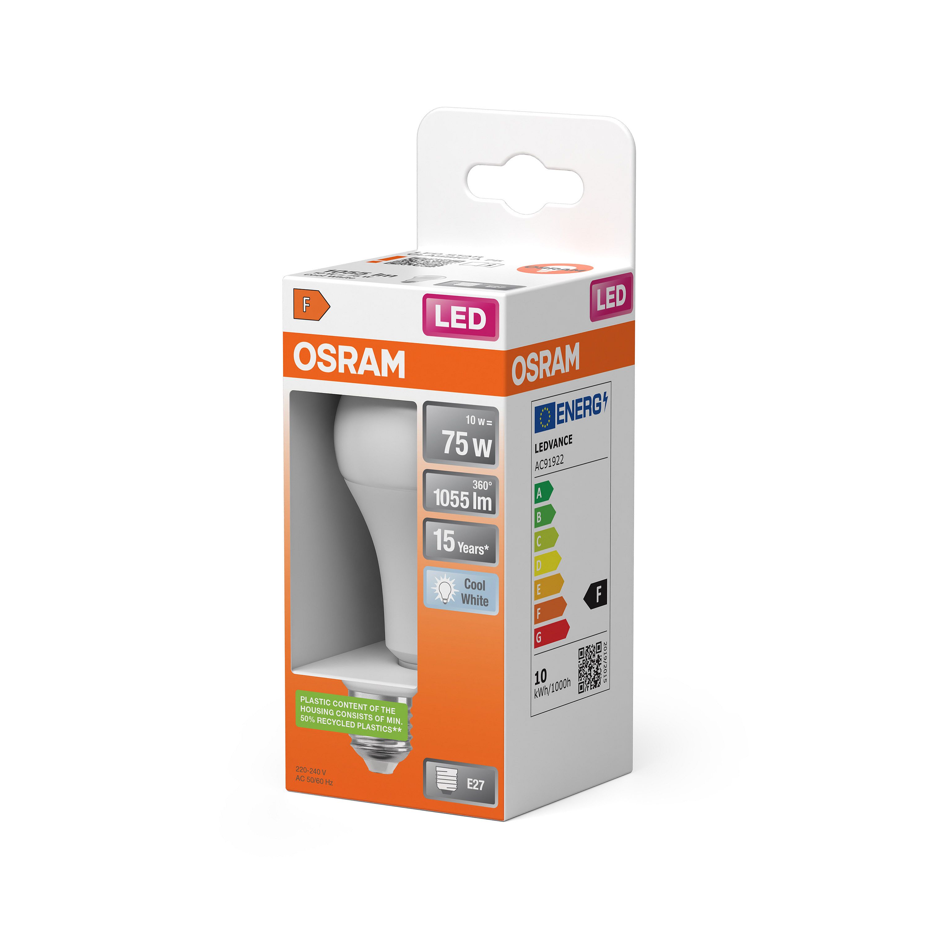 LED лампа побутова OSRAM 10Вт 1055лм 4000K білий