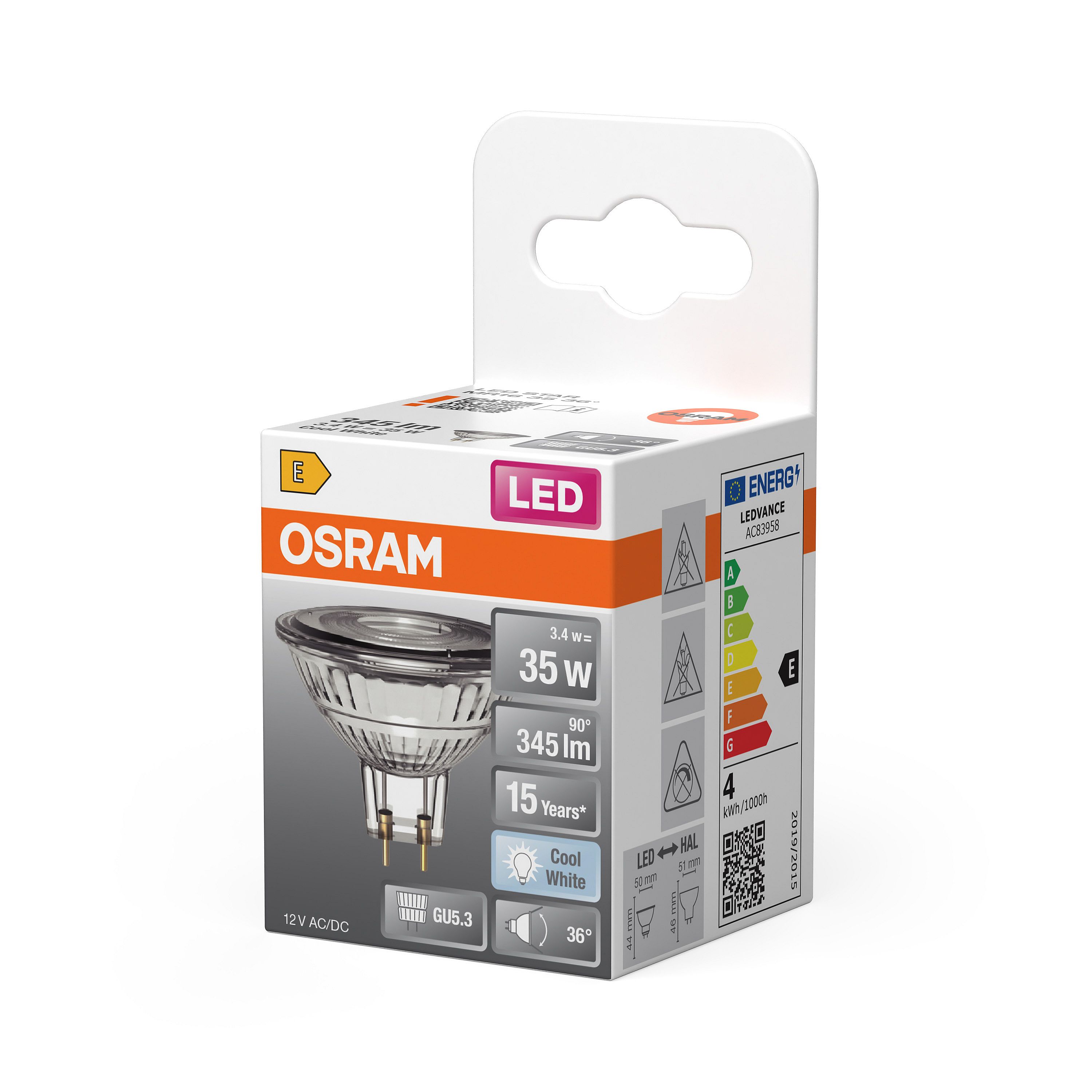 LED лампа побутова OSRAM 3.4Вт 345лм 4000K білий