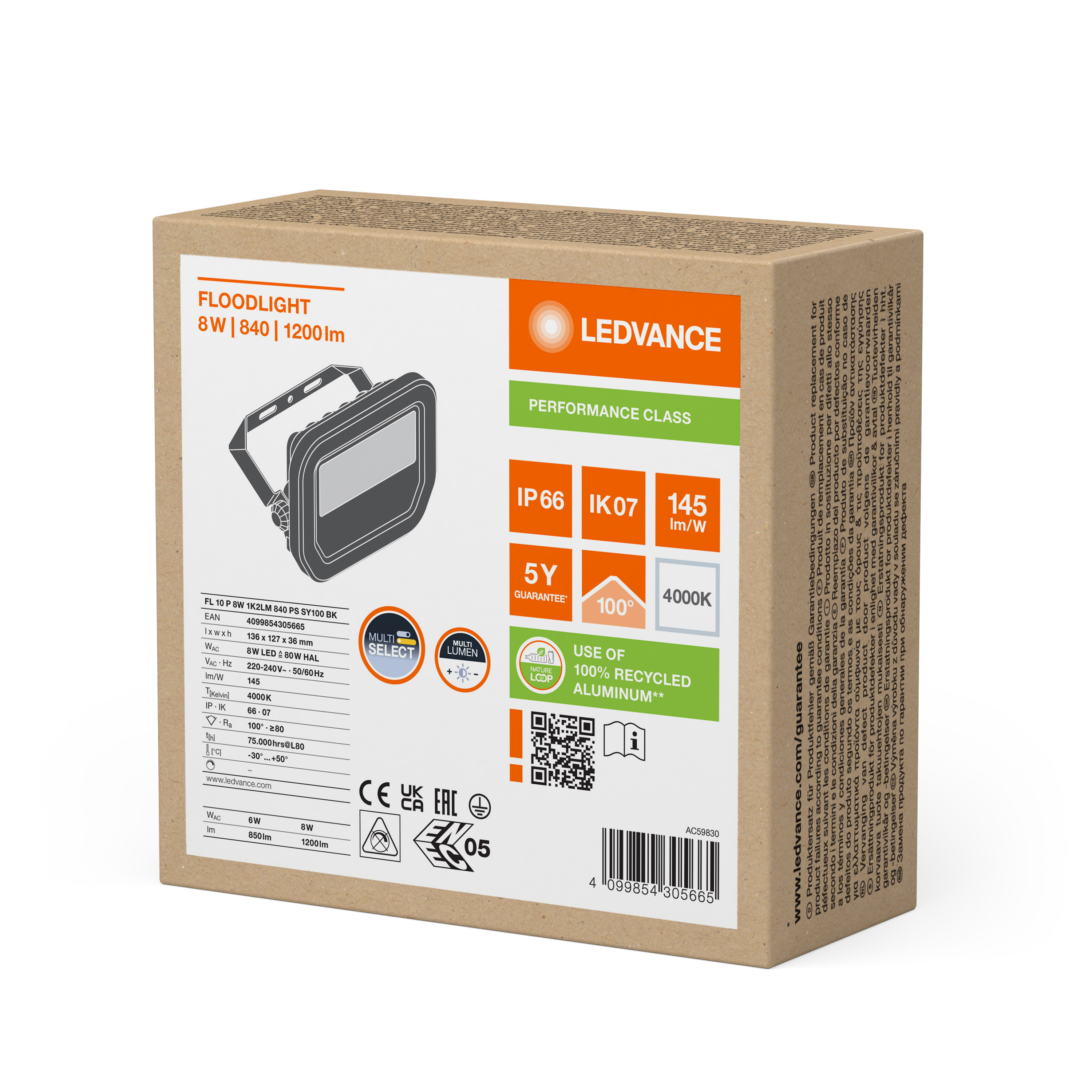 Прожектор LED OSRAM 8Вт 1200лм 4000K чорний
