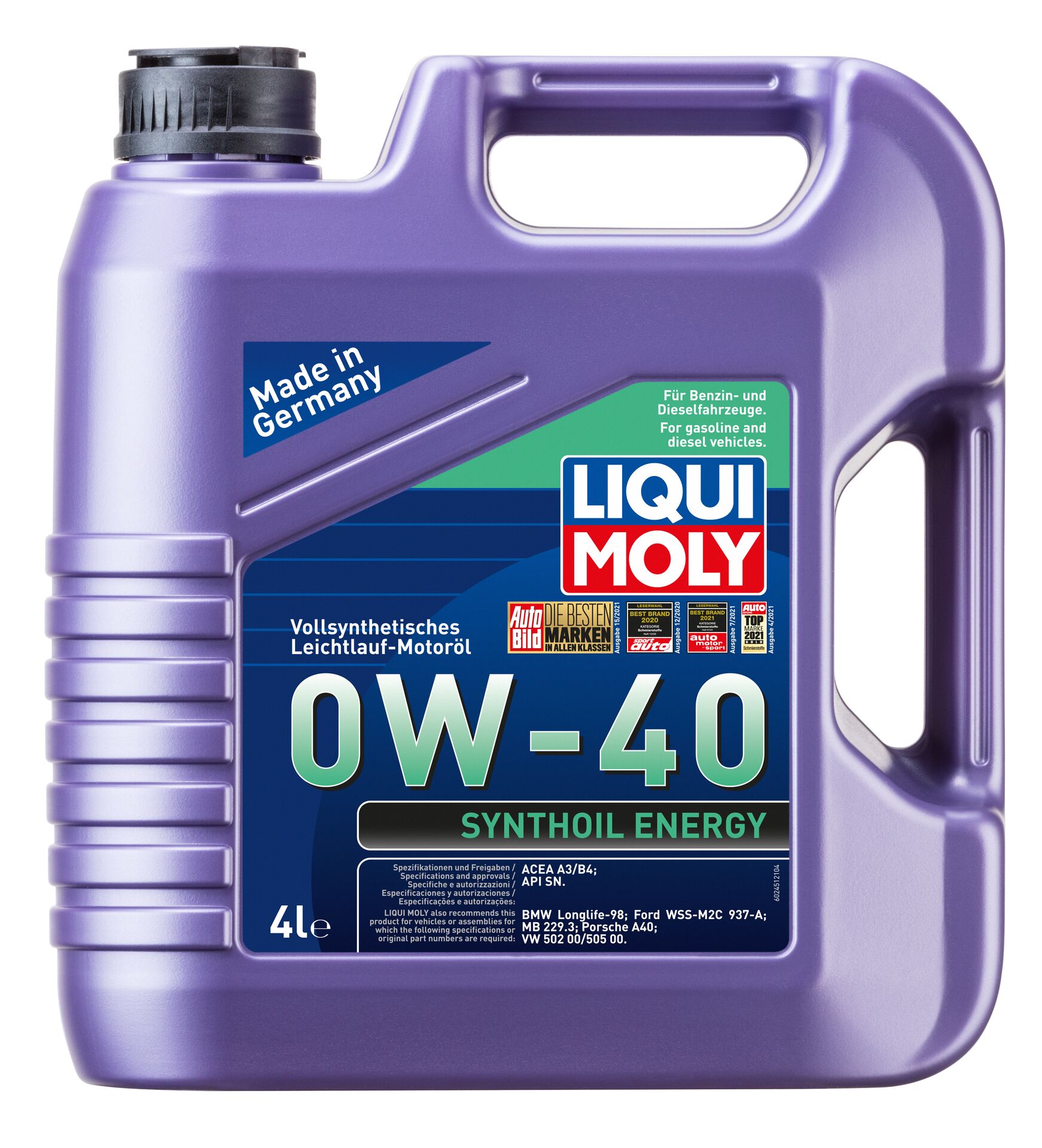 ОЛИВА МОТОРНА SYNTHOIL ENERGY 0W-40 4Л