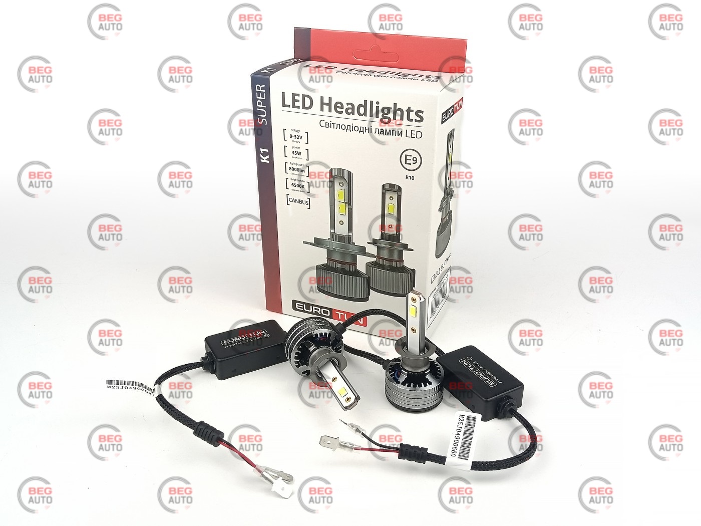 лампа LED H1 12V-24V 45W EUROTUN K1 8000L 6500K CAN BUS радіатор з вентилят.