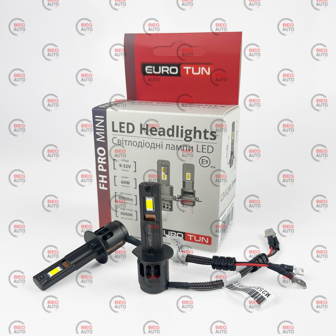 лампа LED H1 12V-24V 60W EUROTUN FH PRO 8000L 6000K радіатор