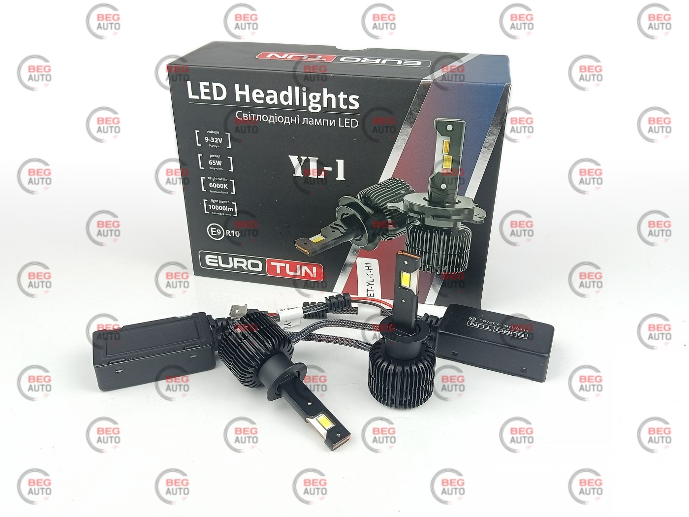 лампа LED H1 12V-24V 65W EUROTUN YL-1 10000L 6000K CAN BUS радіатор з вентилят.