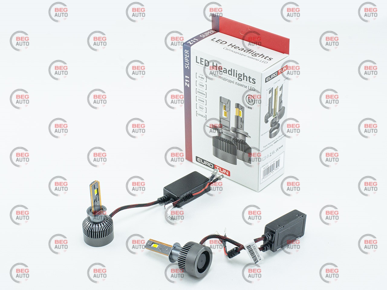 лампа LED H1 12V-24V 120W EUROTUN Z11E 20000L 6500K CAN BUS радіатор з вентилят.