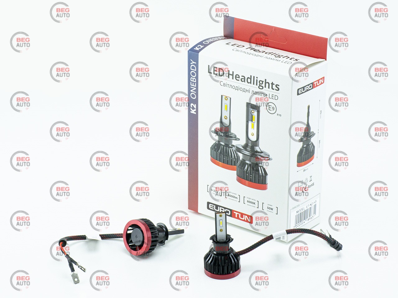 лампа LED H3 12V 50W EUROTUN K2E 8000L 6000K радиатор с вентилят.