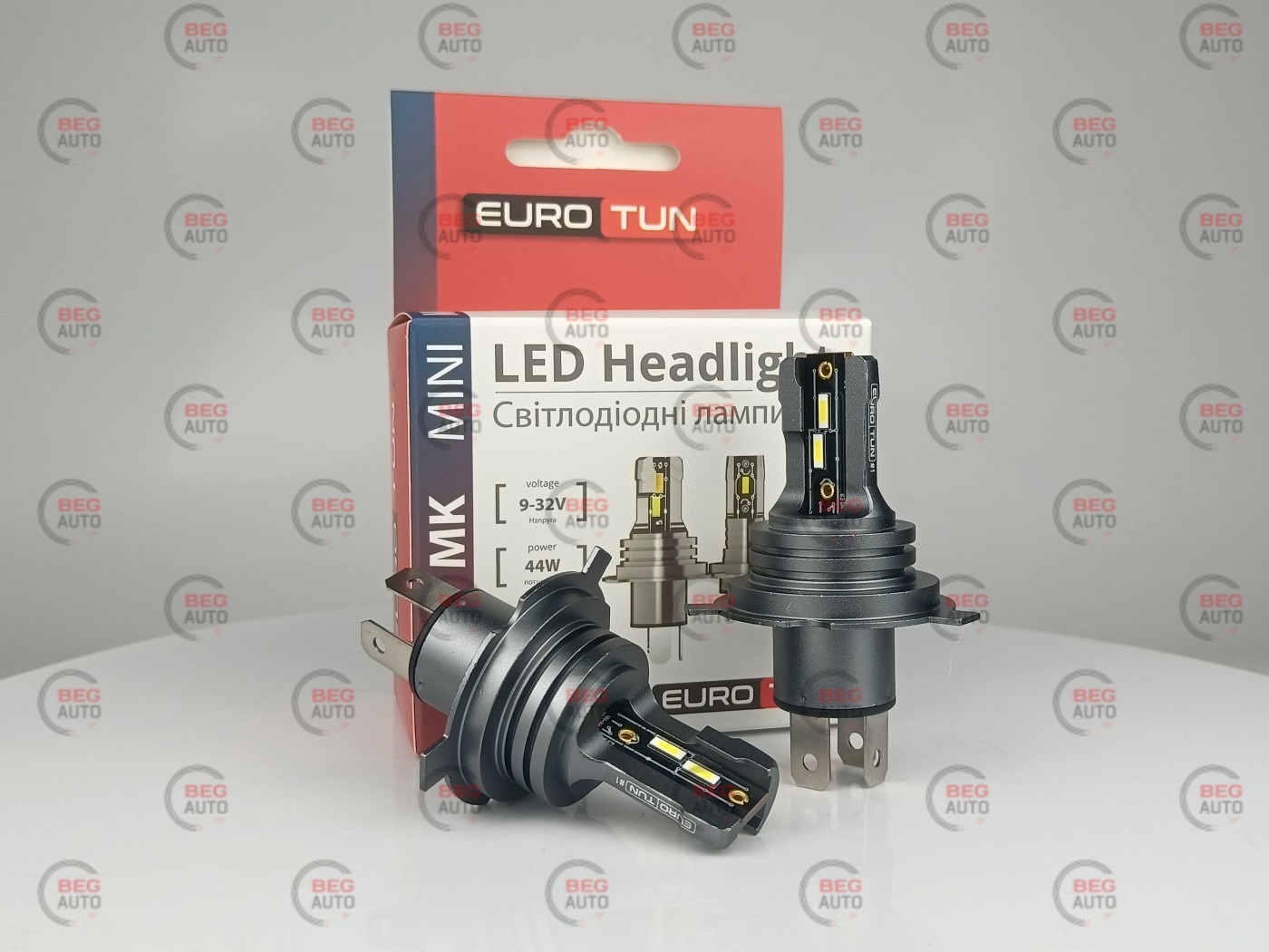 лампа LED H4 12V-24V 44W EUROTUN MK 4500L 6000К радіатор