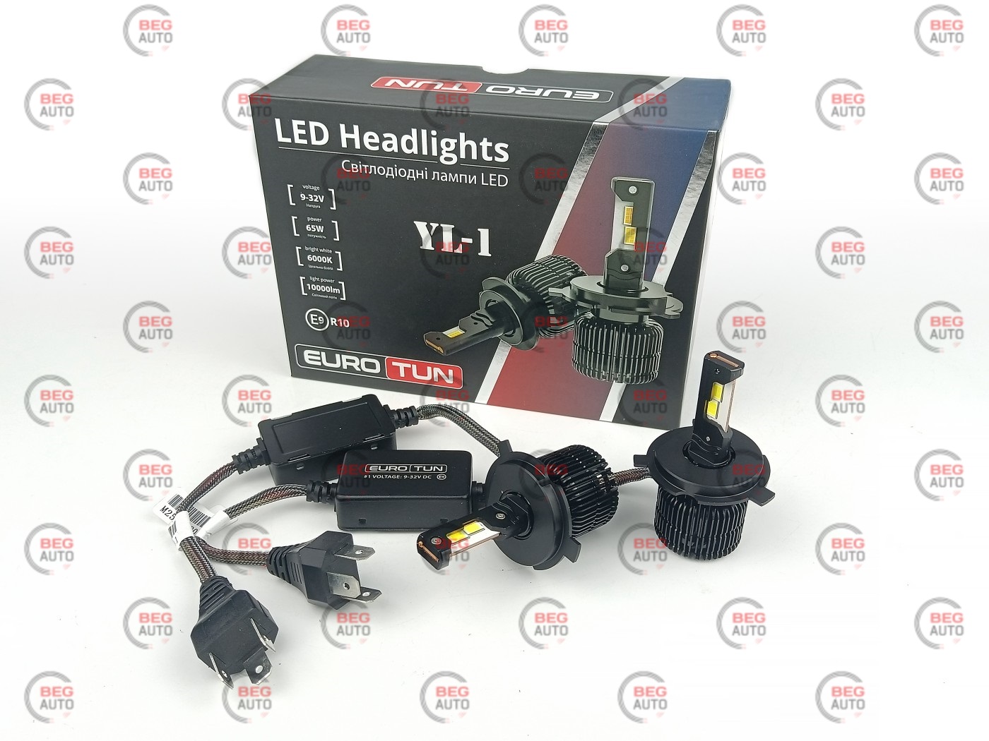 лампа LED H4 12V-24V 65W EUROTUN YL-1 10000L 6000К CAN BUS радіатор з вентилят.