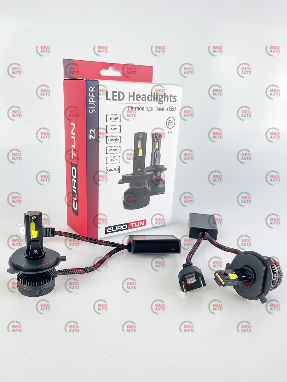 лампа LED H4 12V-24V 65W EUROTUN Z2E 10000L 6500К CAN BUS радіатор з вентилят.