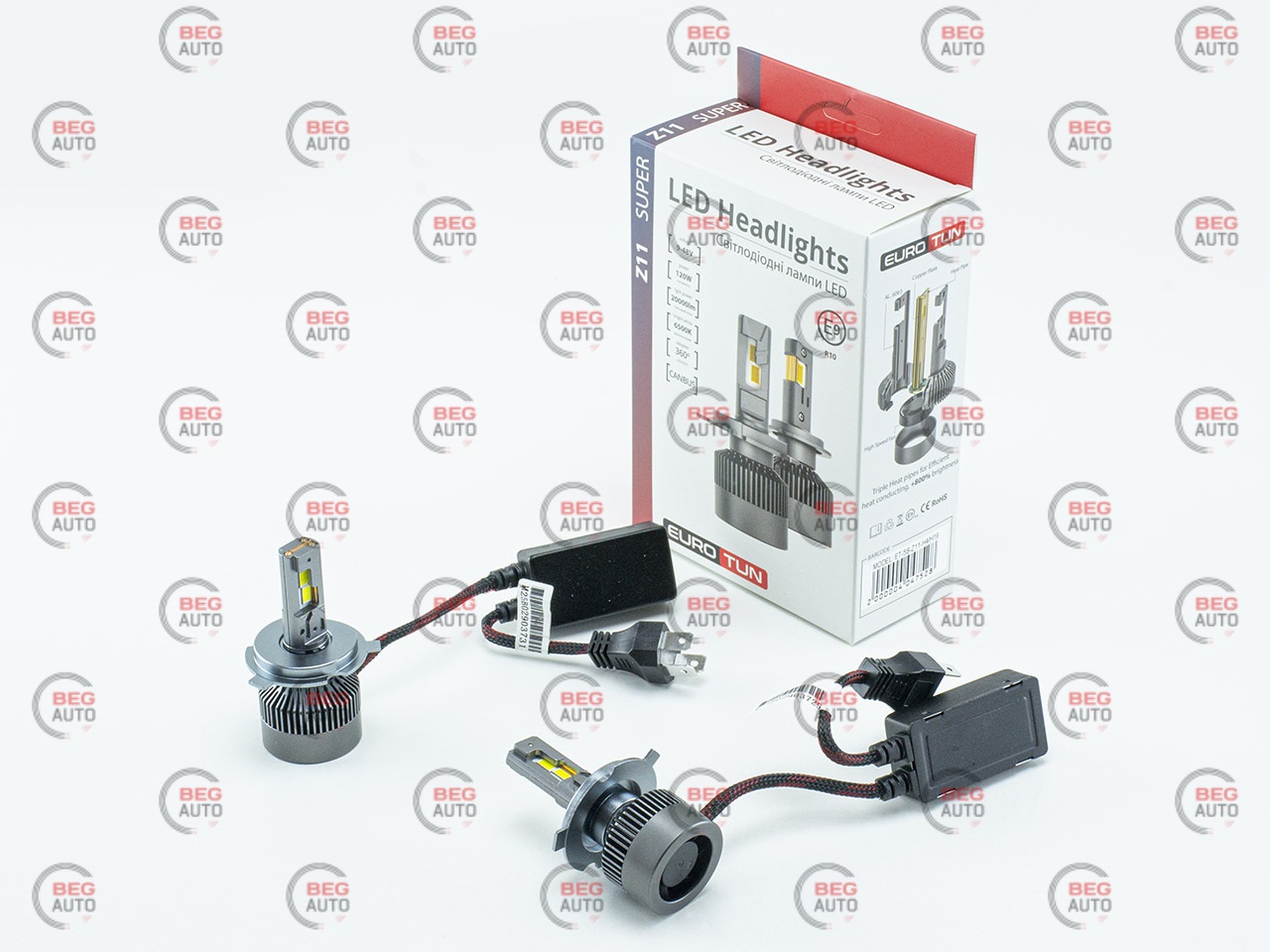 лампа LED H4 12V-24V 120W EUROTUN Z11E 20000L 6500К CAN BUS радіатор з вентилят.
