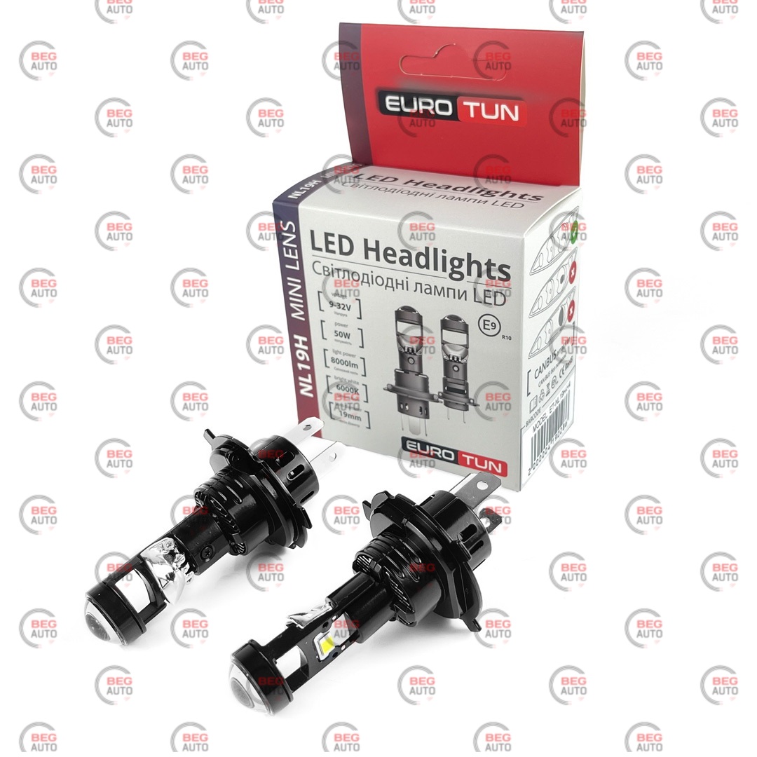 лампа LED з лінзою H4 12V-24V 50W EUROTUN NL-19H 6000К 8000L радіатор .
