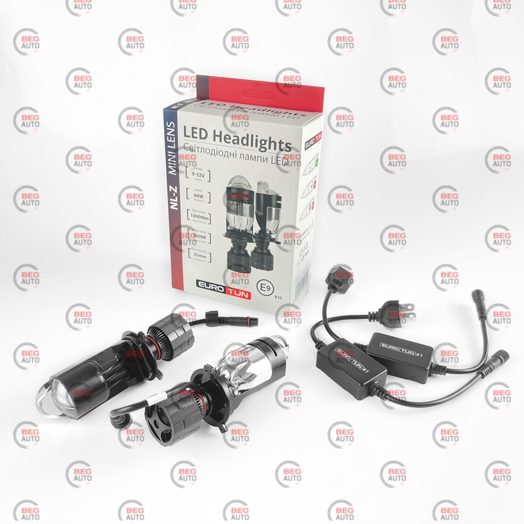 лампа LED з лінзою H4 12V-24V 60W EUROTUN NL-Z 10000L 6000К CAN BUS радіатор з вентилят.