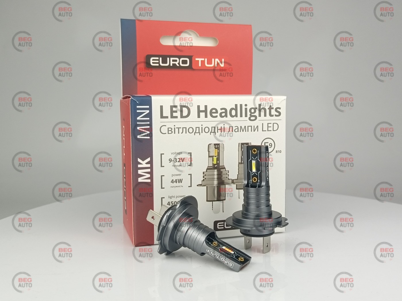 лампа LED H7 12V-24V 44W EUROTUN MK 4500L 6000K радіатор