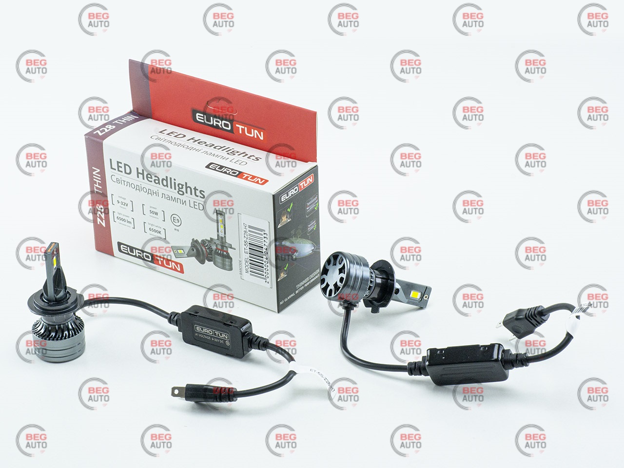 лампа LED H7 12V-24V 50W EUROTUN Z28 6500L 6500K CAN BUS радіатор з вентилят.
