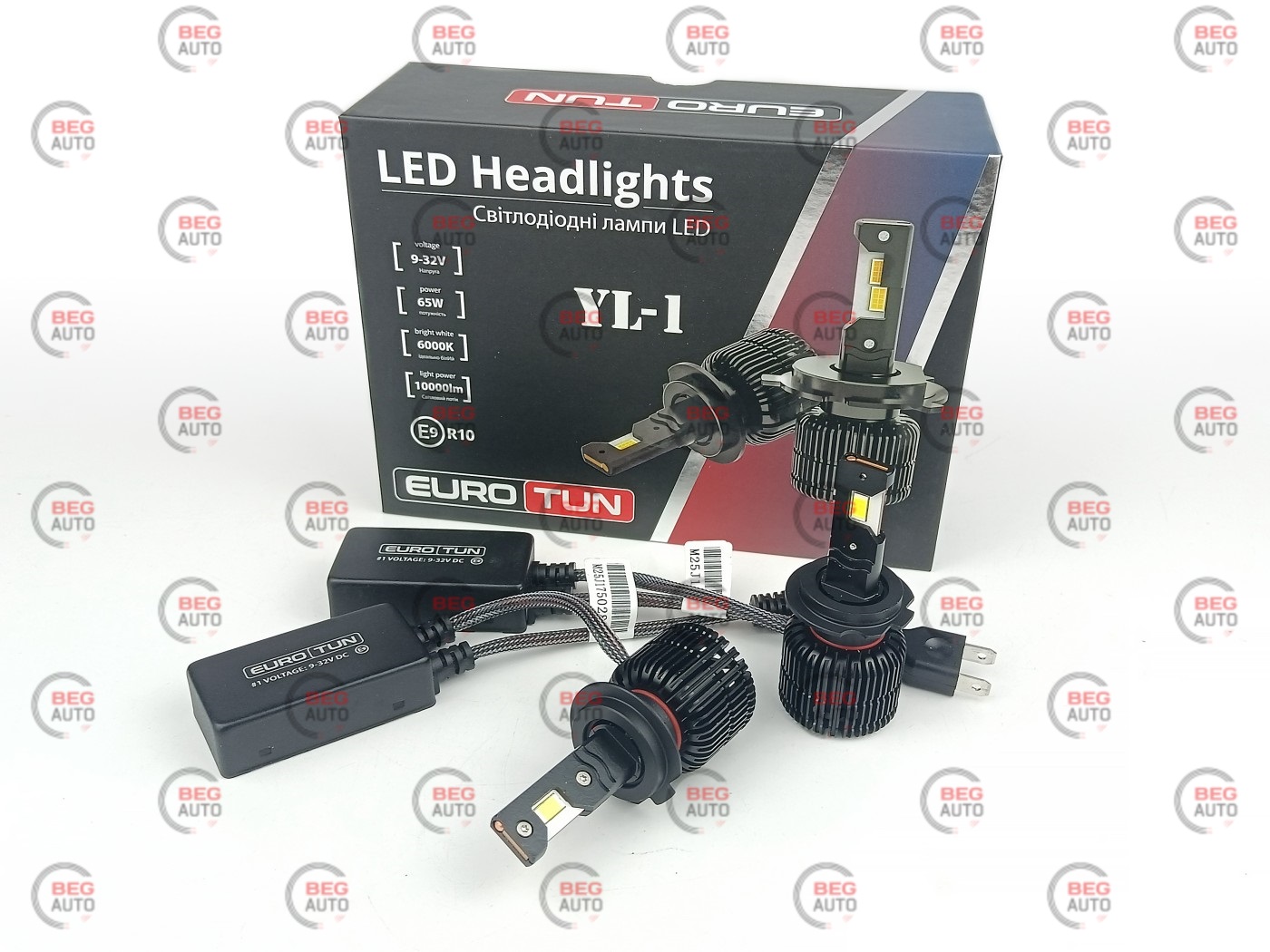 лампа LED H7 12V-24V 65W EUROTUN YL-1 10000L 6000K CAN BUS радіатор з вентилят.
