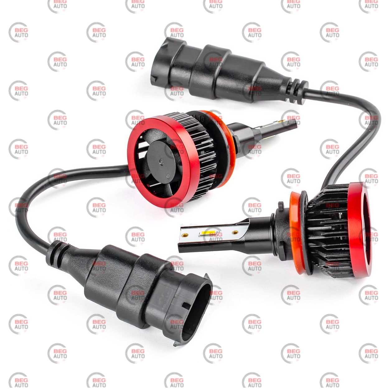 лампа LED H8/H9/H11/H16 12V 50W EUROTUN K2E 8000L 6000K радіатор з вентилят.