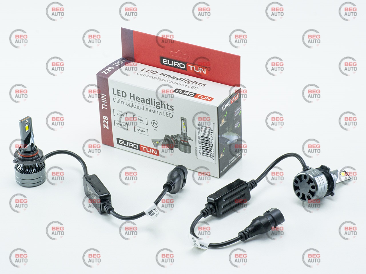 лампа LED HB3 12V-24V 50W EUROTUN Z28 6500L 6500K CAN BUS радіатор з вентилят.
