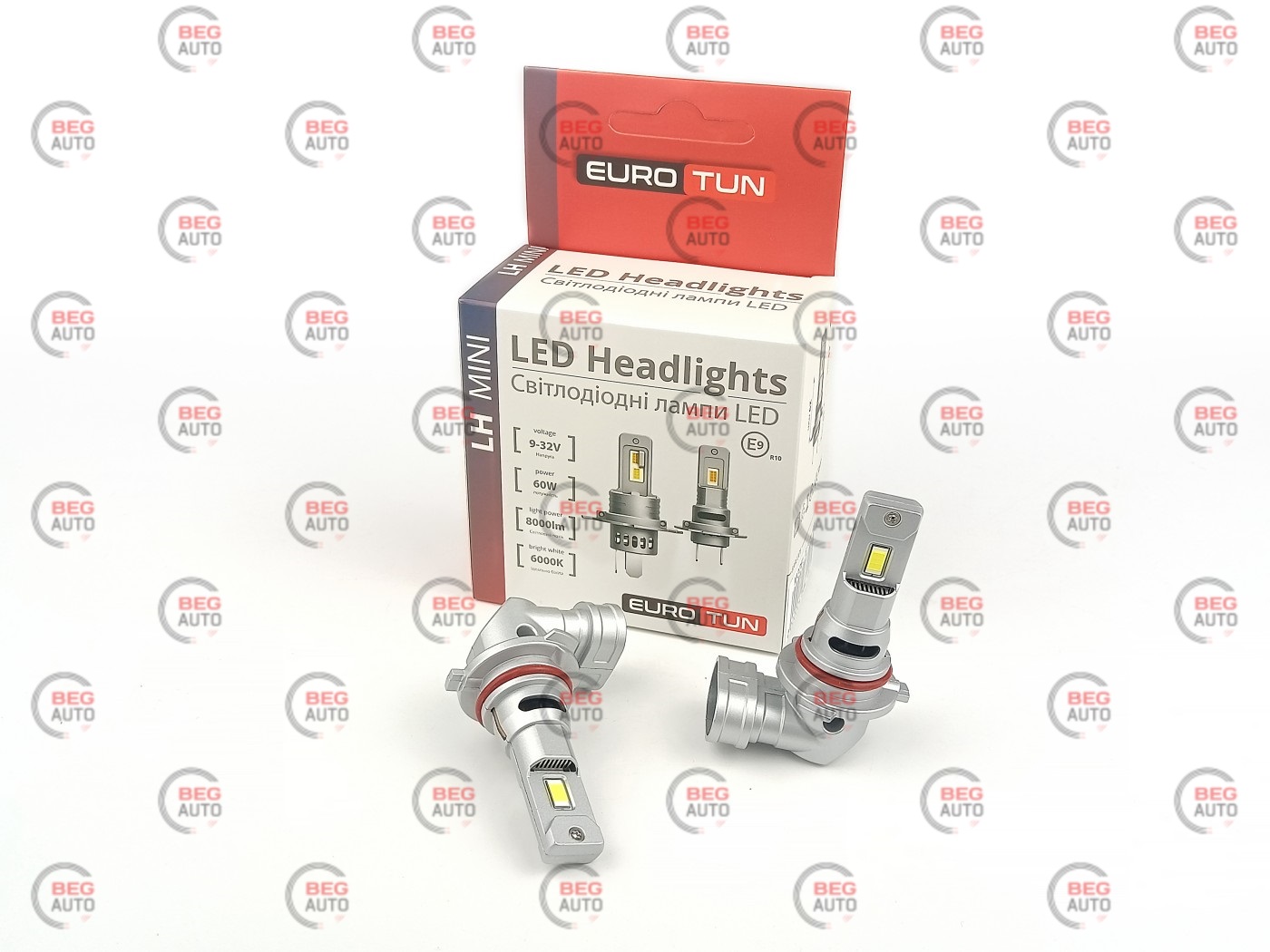 лампа LED HB3 12V-24V 60W EUROTUN LH 8000L 6000K радіатор