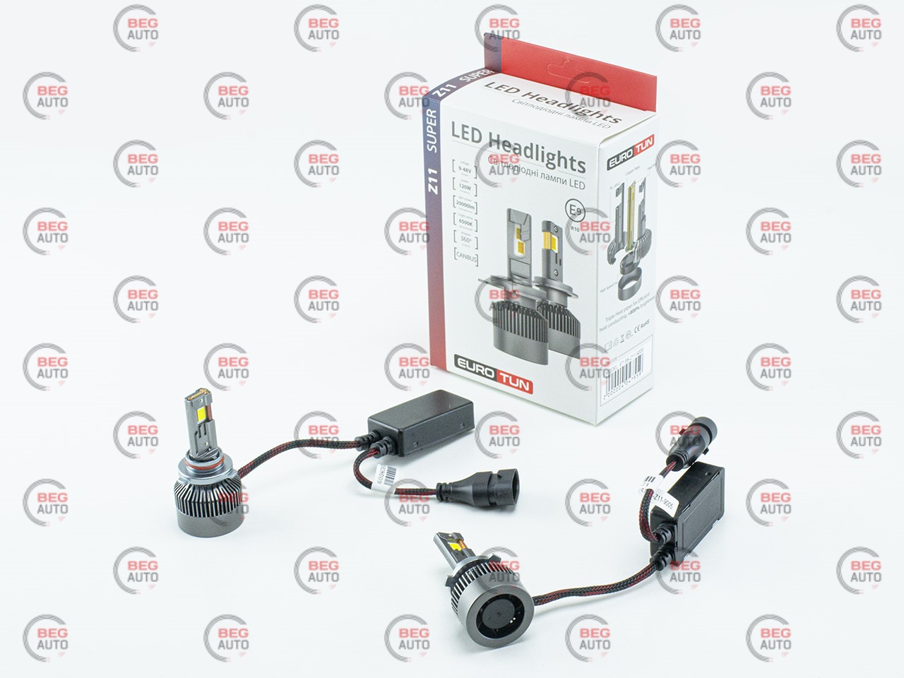 лампа LED HB3 12V-24V 120W EUROTUN Z11E 20000L 6500К CAN BUS радіатор з вентилят.