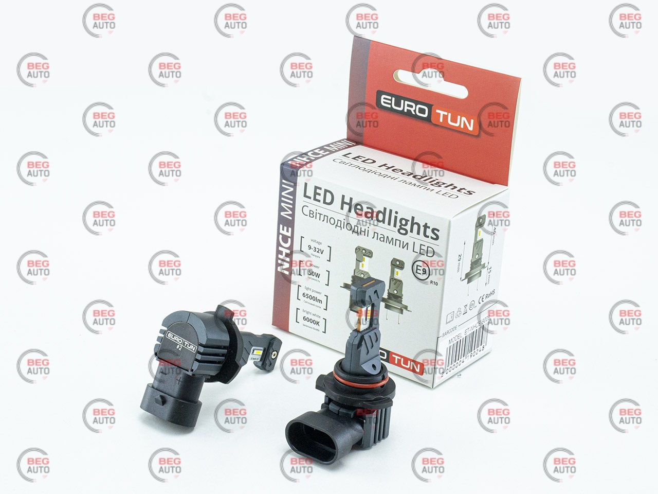 лампа LED HB4 12V-24V 50W EUROTUN NHСE 6500L 6000K радіатор