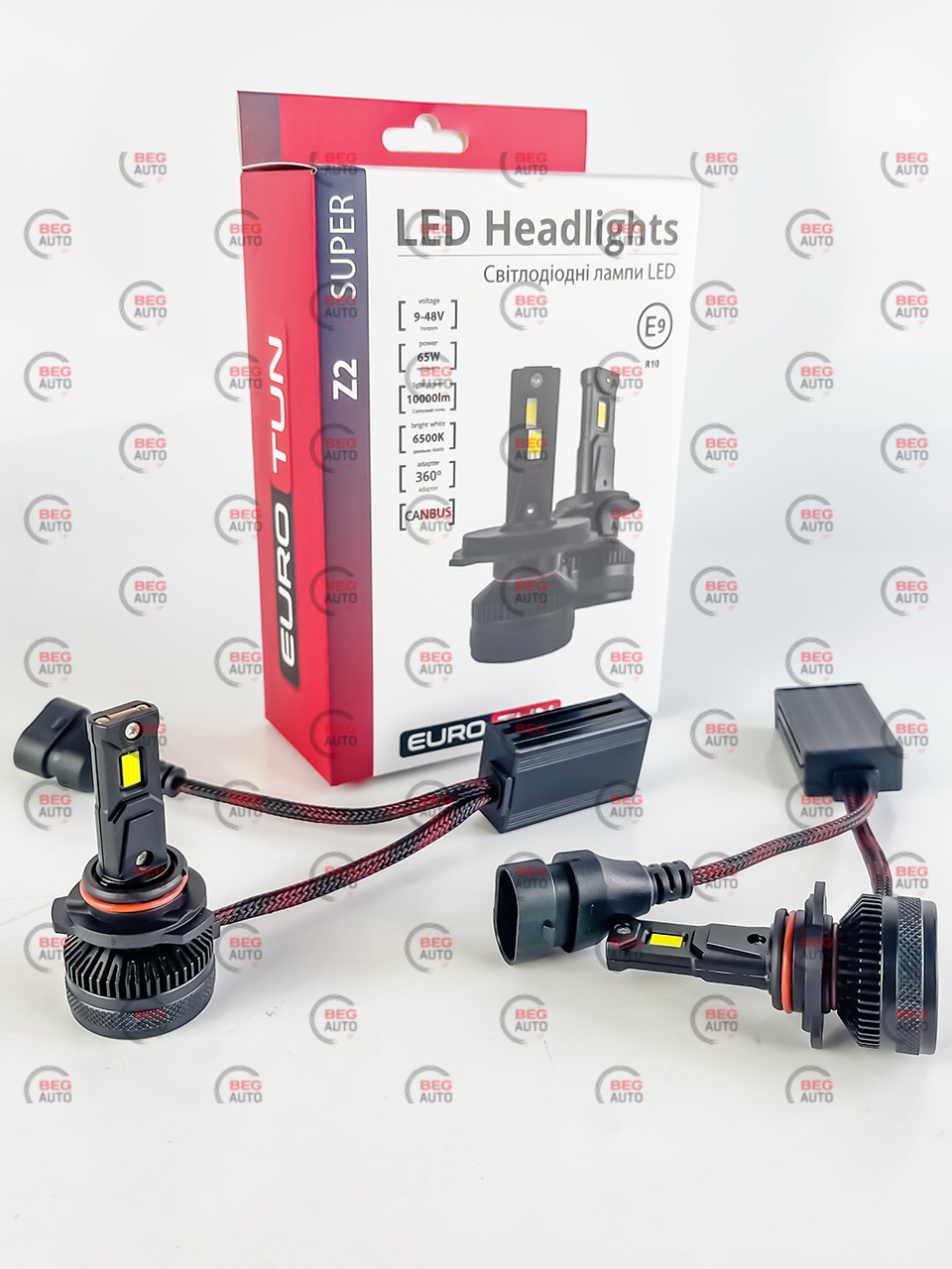 лампа LED HB4 12V-24V 65W EUROTUN Z2E 10000L 6500К CAN BUS радіатор з вентилят.