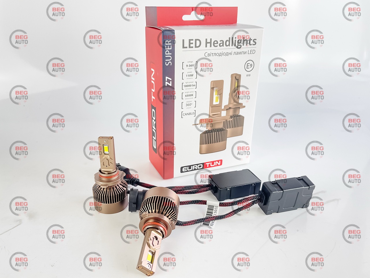 лампа LED HB4 12V-24V 110W EUROTUN Z7 18000L 6500К CAN BUS радіатор з вентилят.