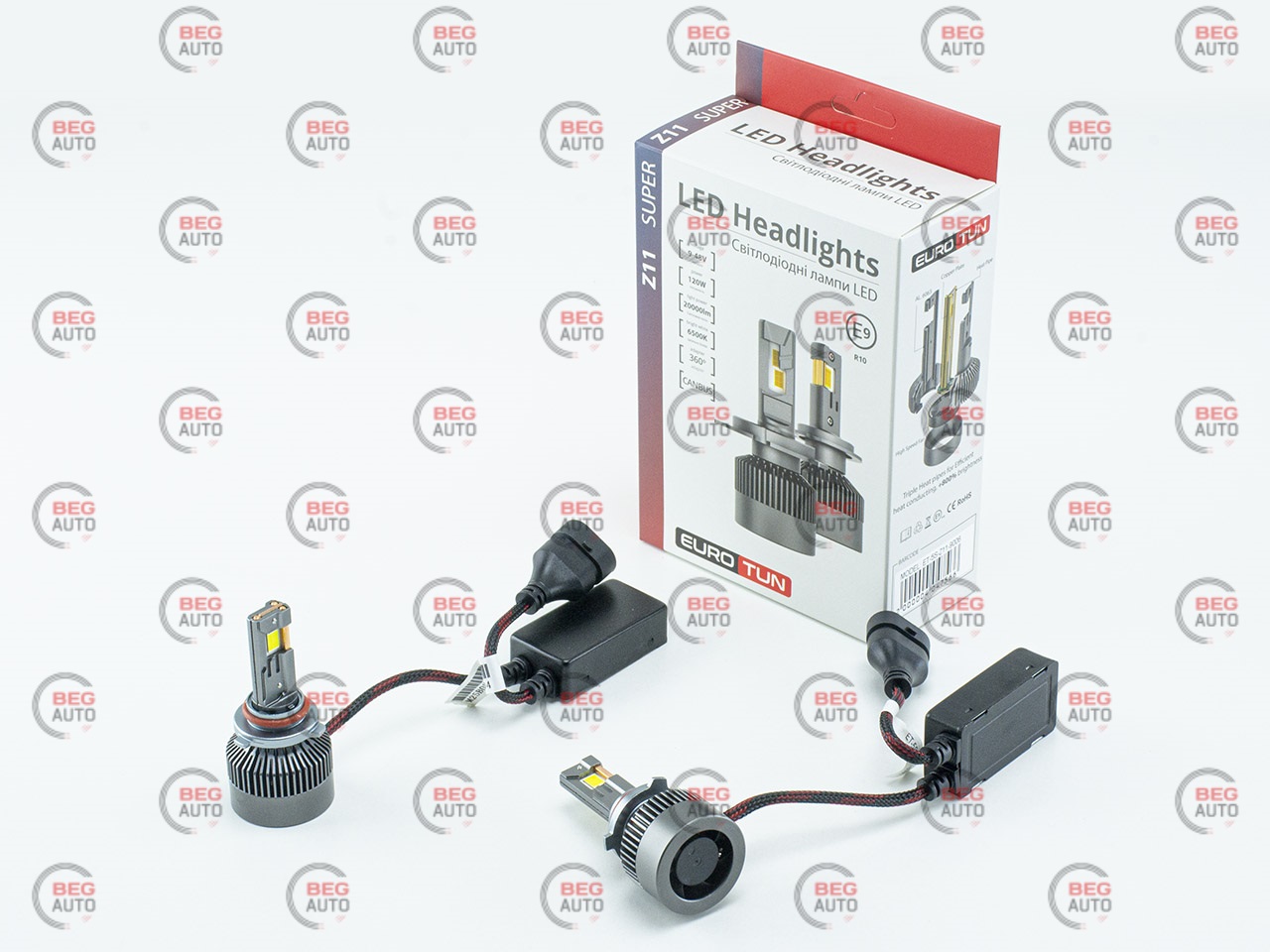 лампа LED HB4 12V-24V 120W EUROTUN Z11E 20000L 6500К CAN BUS радіатор з вентилят.