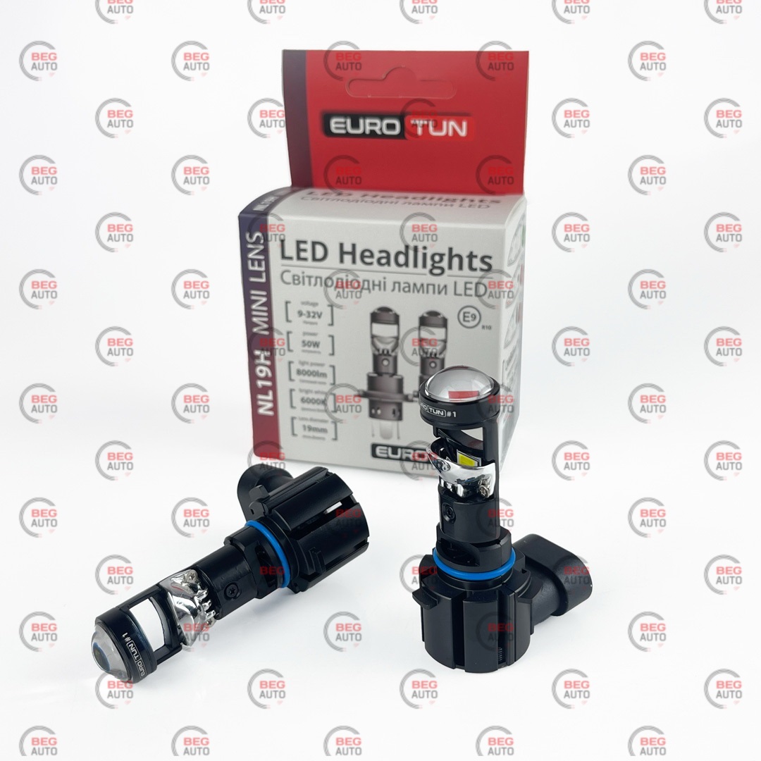 лампа LED з лінзою HB3 12V-24V 60W EUROTUN NL19H 8000L 6000К радіатор