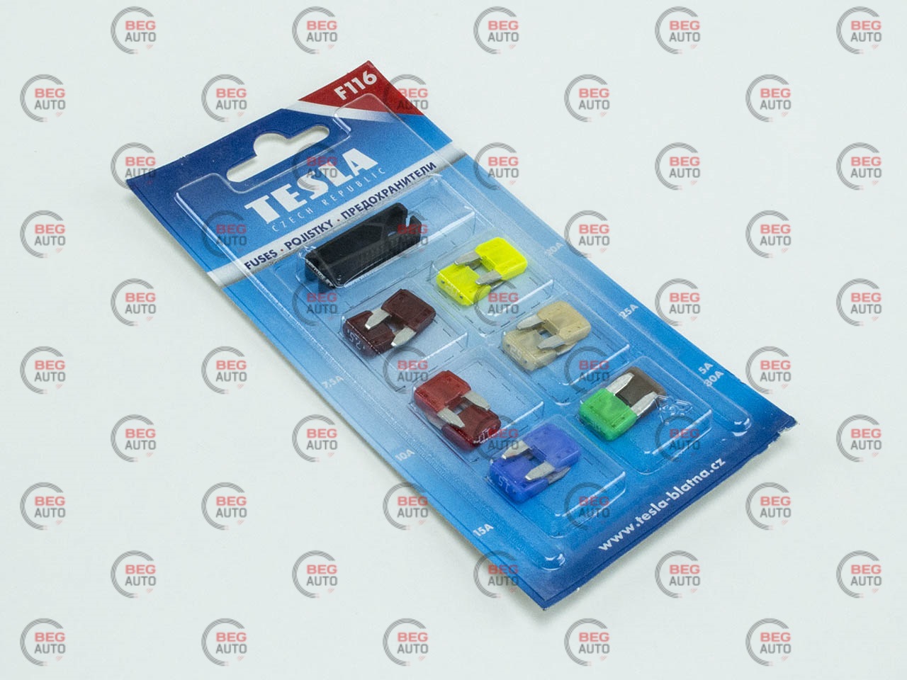 запобіжники Євро mini (TESLA) блістер (12шт+пінцет)